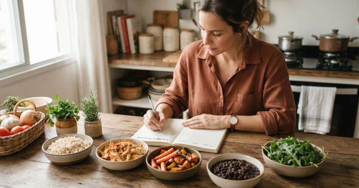 Como montar um cardápio semanal simples sem virar refém da cozinha